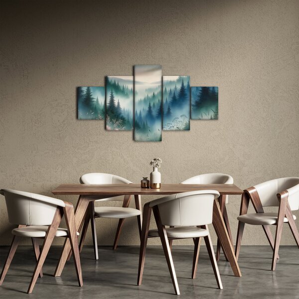 Obraz - Lesní krajina s mlhou (125x70 cm)