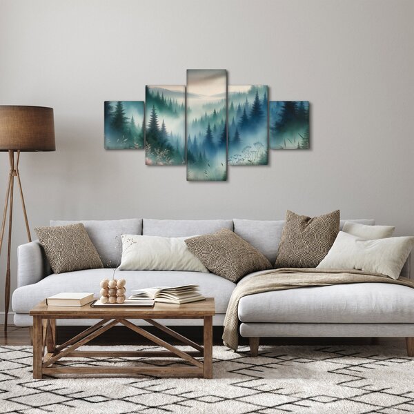Obraz - Lesní krajina s mlhou (125x70 cm)