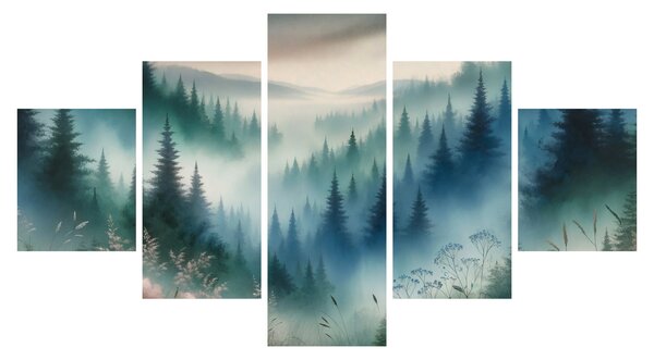 Obraz - Lesní krajina s mlhou (125x70 cm)