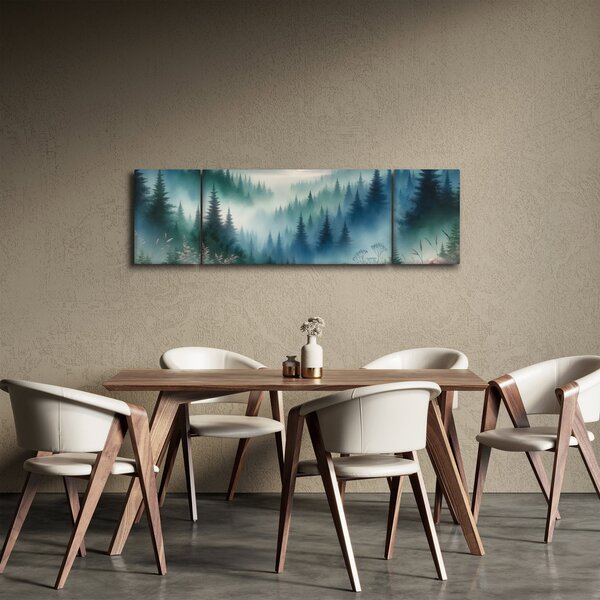 Obraz - Lesní krajina s mlhou (170x50 cm)