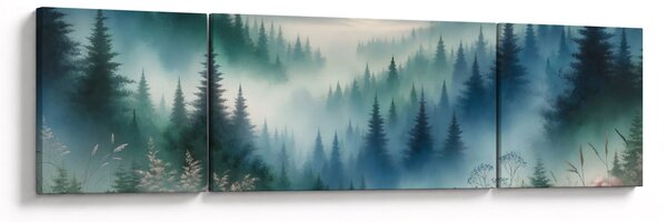 Obraz - Lesní krajina s mlhou (170x50 cm)