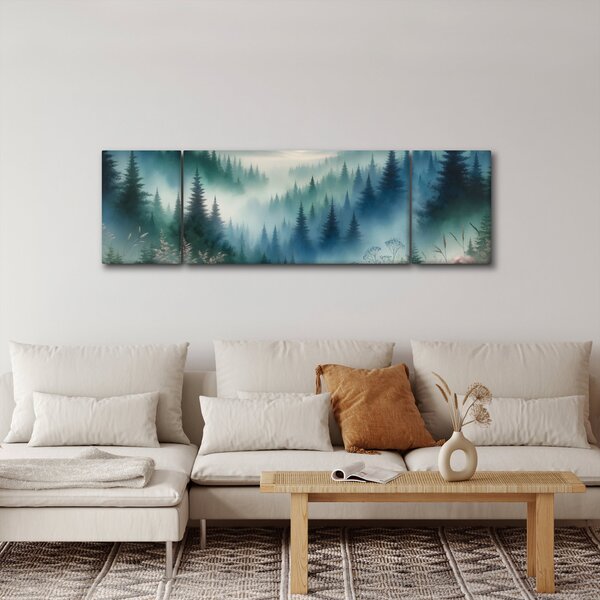 Obraz - Lesní krajina s mlhou (170x50 cm)