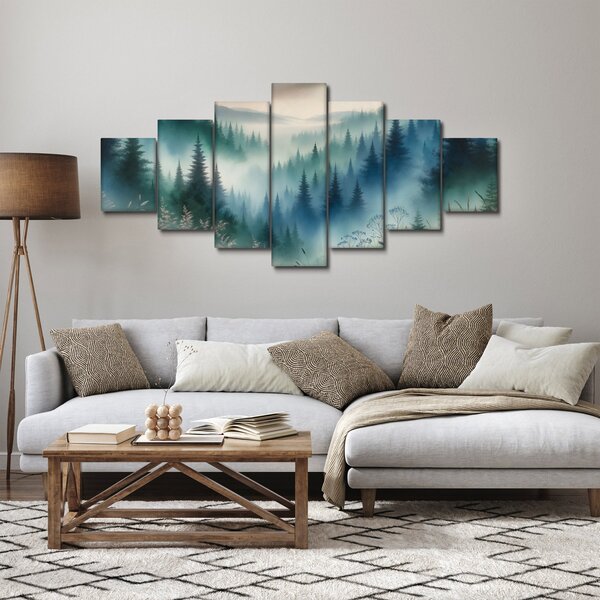 Obraz - Lesní krajina s mlhou (210x100 cm)