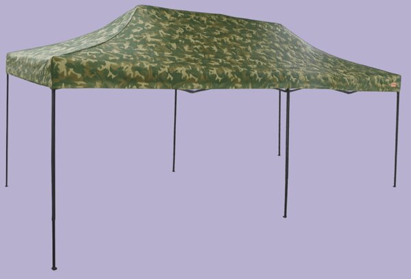 Nůžkový stan 3x6m ocelový, Bez bočních plachet, Maskáčová