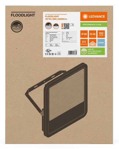 LEDVANCE LED reflektor FL 250 P 167W 25KLM 865 PS SY100 WT 4099854306662