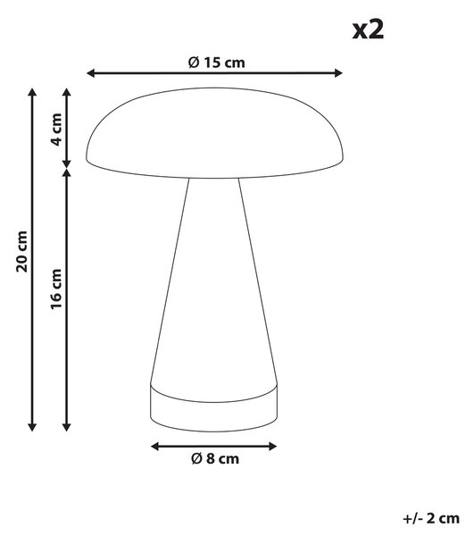 Sada 2 LED bezdrátových stolních lamp KULFO se stmívačem Kov Zlatá