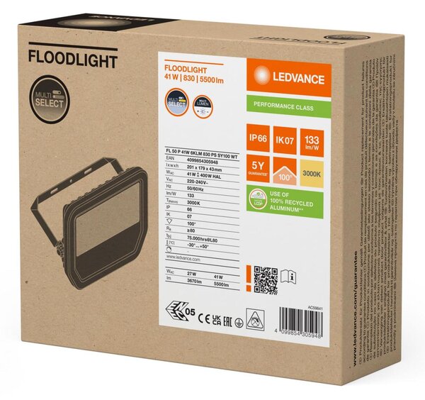 LEDVANCE LED reflektor FL 50 P 41W 6KLM 830 PS SY100 WT 4099854305948