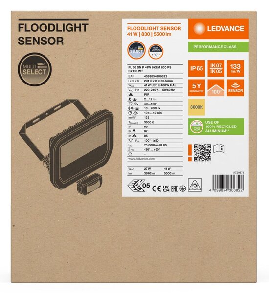 LEDVANCE LED reflektor FL 50 SN P 41W 6KLM 830 PS SY100 WT 4099854306822