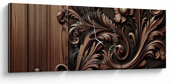 Obraz - Vzor ze dřeva (s hodinami) (90x30 cm)