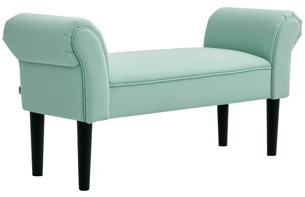 HOMCOM Lavička na postel, čalouněná lavička, sedací lavička, chodbičková lavička do ložnice, nosnost až 130 kg, plachtovina, zelená, 102 x 36 x 51 cm