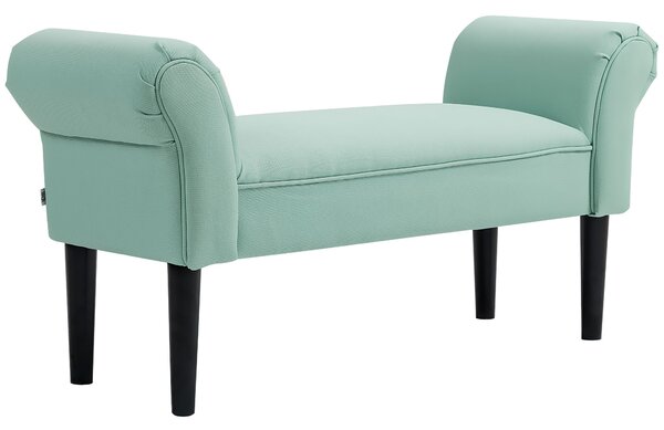 HOMCOM Lavička na postel, čalouněná lavička, sedací lavička, chodbičková lavička do ložnice, nosnost až 130 kg, plachtovina, zelená, 102 x 36 x 51 cm