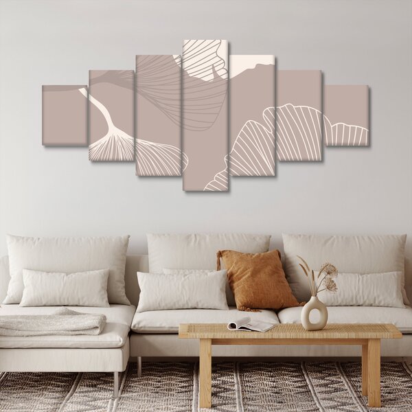 Obraz - Béžové listy N⁰1 (210x100 cm)