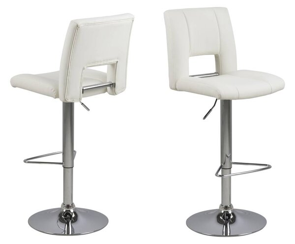 Designová barová židle Nerine bílá a chromová-ekokůže