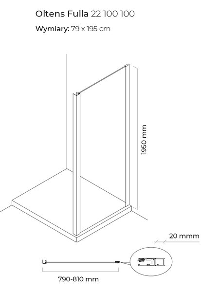 Oltens Fulla sprchová zástěna 80 cm chrom lesk/průhledné sklo 22100100