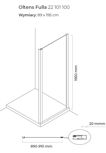 Oltens Fulla sprchová zástěna 90 cm chrom lesk/průhledné sklo 22101100
