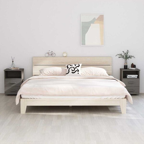 Noční stolky HAMAR 2 ks světle šedé 40x35x62 cm masivní dřevo 340419