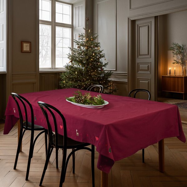 Vyšívaný ubrus Christmas Fable Red 270 × 150 cm