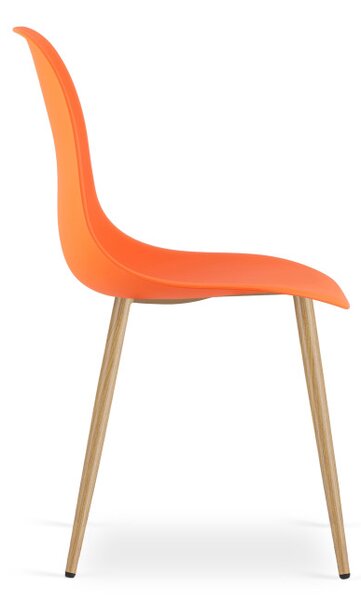 Set tří jídelních židlí WAT oranžový - naturální nohy (3 ks)