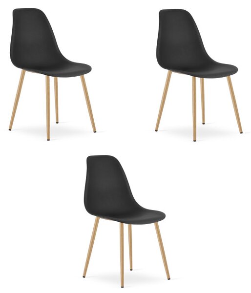 Set tří jídelních židlí WAT černý - naturální nohy (3 ks)