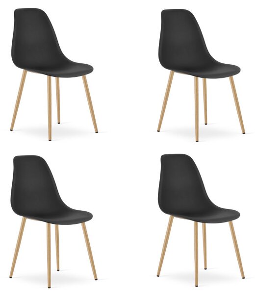 Set čtyř jídelních židlí WAT černý - naturální nohy (4 ks)