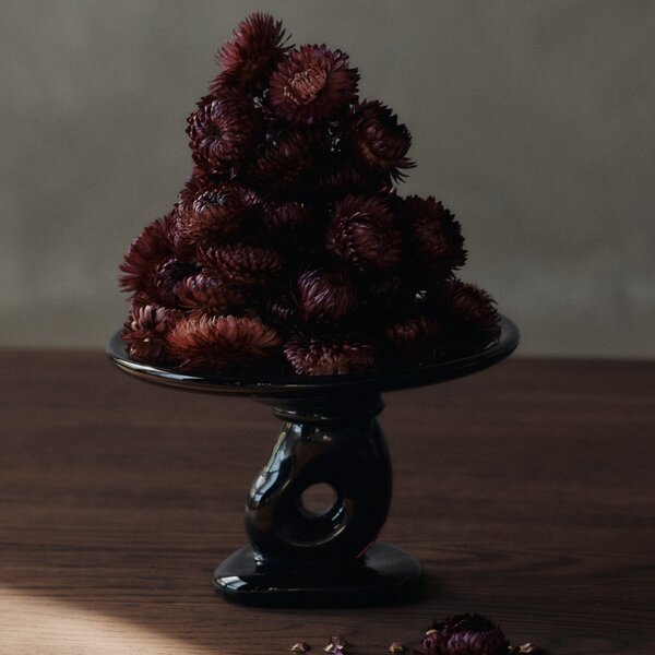 Skleněná mísa na podstavci Damo Dark Grape Ø 24 cm