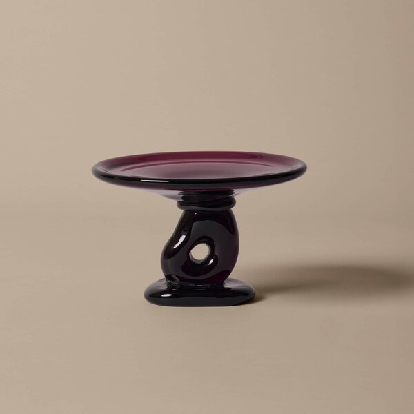 Skleněná mísa na podstavci Damo Dark Grape Ø 24 cm
