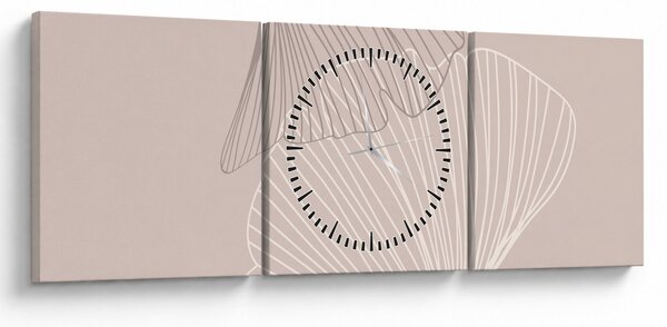 Obraz - Béžové listy N⁰2 (s hodinami) (90x30 cm)