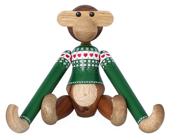 Dřevěná opička Monkey Christmas Jumper 2025 Small