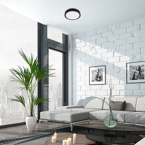 Rabalux 3283 Foster LED Stropní svítidlo s pohybovým čidlem | RGB | Variabilní | Stmívatelné | 28W | Bílá | Černá - r-3283