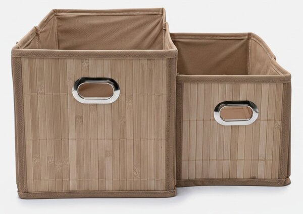 Sinsay - Sada úložných boxů s bambusovou přední částí 2 pack - béžová