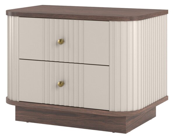 Sada nočních stolků Vesper 56 cm - kašmírová / ořech / zlaté úchytky