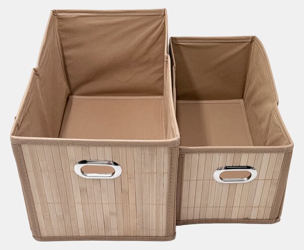 Sinsay - Sada úložných boxů s bambusovou přední částí 2 pack - béžová