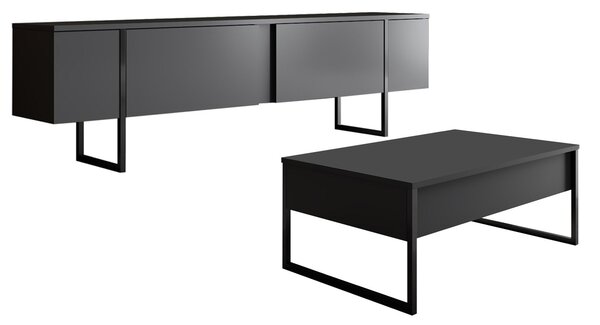 Sestava nábytku do obývacího pokoje Luna 2 (Antracit + Černá)