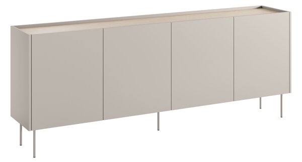 Moderní komoda Desin 220 cm čtyřdveřová - kašmír / dub nagano