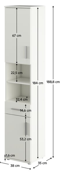 KONDELA Vysoká skříňka, matná bílá, LESSY NEW 05