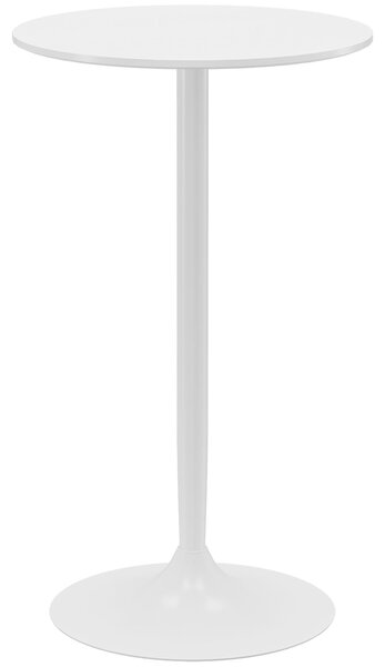 HOMCOM Barový stůl Bistro stůl Kulatý party stůl Ø60 x 102 cm Poseur stůl do jídelny, obývacího pokoje, ocel, bílý | Aosom