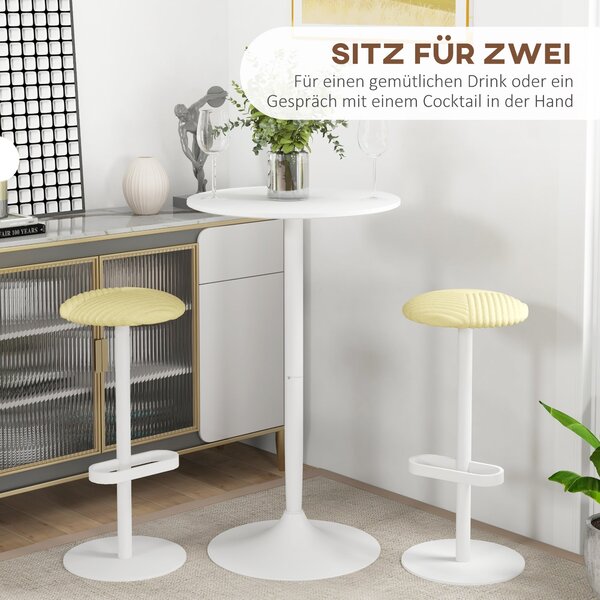 HOMCOM Barový stůl Bistro stůl Kulatý party stůl Ø60 x 102 cm Poseur stůl do jídelny, obývacího pokoje, ocel, bílý | Aosom