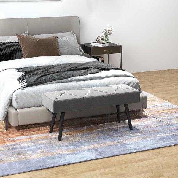 HOMCOM Čalouněná lavice v sametovém vzhledu, postelová lavice s X vzorem, ocelové nohy, botník do ložnice, obývacího pokoje, chodby, 100 x 36 x 45 cm