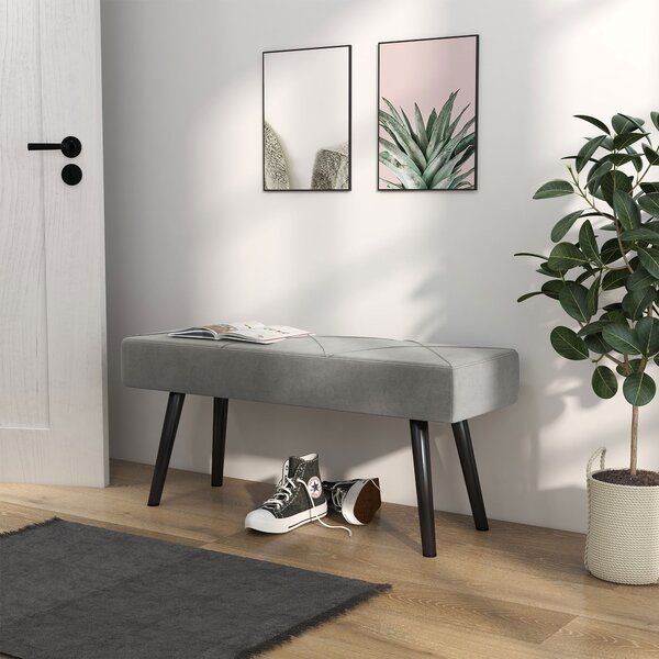 HOMCOM Čalouněná lavice v sametovém vzhledu, postelová lavice s X vzorem, ocelové nohy, botník do ložnice, obývacího pokoje, chodby, 100 x 36 x 45 cm