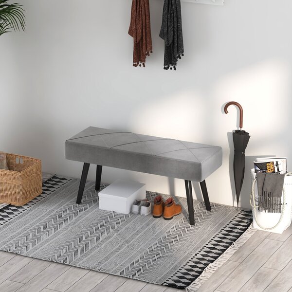 HOMCOM Čalouněná lavice v sametovém vzhledu, postelová lavice s X vzorem, ocelové nohy, botník do ložnice, obývacího pokoje, chodby, 100 x 36 x 45 cm