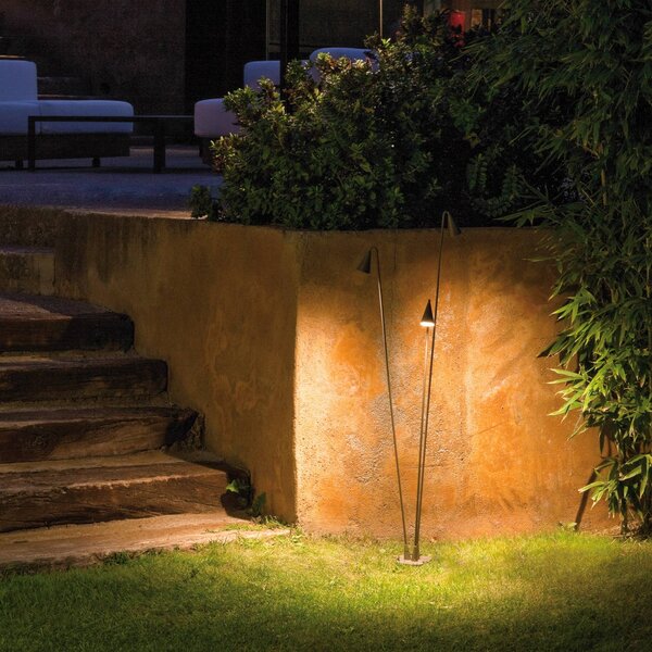 Vibia Venkovní stojací LED svítidlo Brisa, 3žárovkové, khaki, Hnědá / rez, Plast, Design