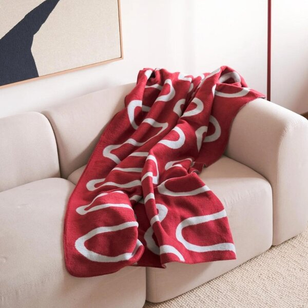 Noo.ma Červeno-modrý pléd Swirl 200 x 150 cm