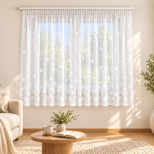 BELLATEX Záclona kusová draperie (kafe díry) Bílá 70x350 cm (výška x šířka)