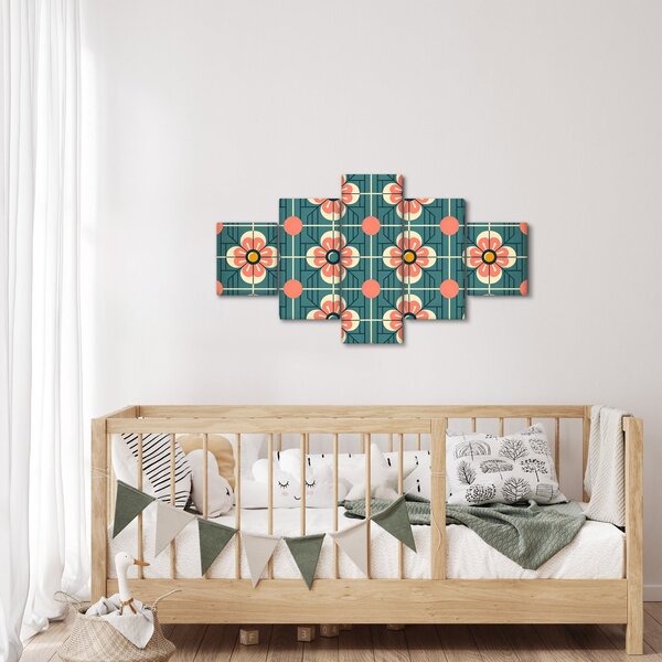 Obraz - Retro vzor s květy (125x70 cm)