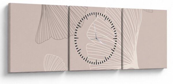 Obraz - Béžové listy N⁰6 (s hodinami) (90x30 cm)