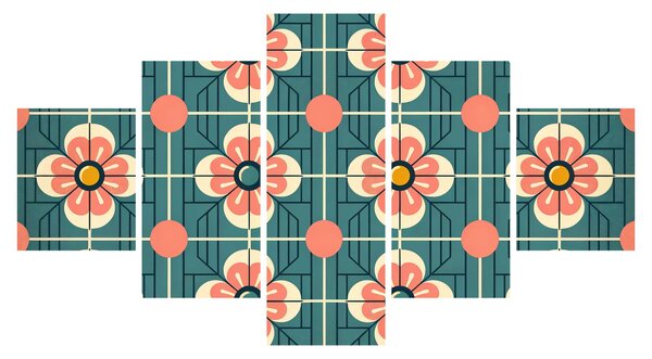 Obraz - Retro vzor s květy (125x70 cm)