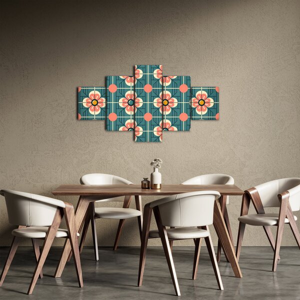 Obraz - Retro vzor s květy (125x70 cm)