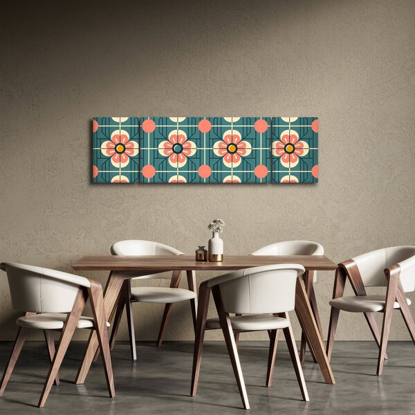 Obraz - Retro vzor s květy (170x50 cm)