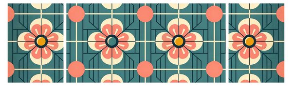 Obraz - Retro vzor s květy (170x50 cm)