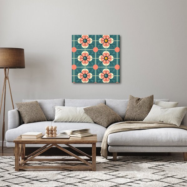 Obraz - Retro vzor s květy (30x30 cm)